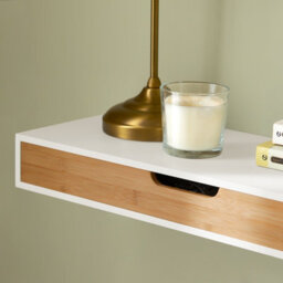 Sobuy Frg93-Nw,modern Wall Mounted Shelf Floating Shelf With Drawer For Bedroom, Hallway & Living Room,white & Nature - thumbnail 7