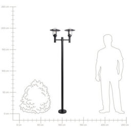 Beliani 2-Light Black Aluminium Path Lamp Post With Glass Shades, W57 X D25 X H200Cm - thumbnail 6