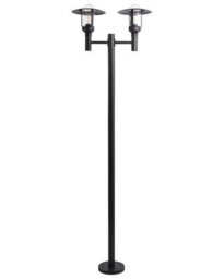 Beliani 2-Light Black Aluminium Path Lamp Post With Glass Shades, W57 X D25 X H200Cm - thumbnail 2