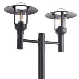 Beliani 2-Light Black Aluminium Path Lamp Post With Glass Shades, W57 X D25 X H200Cm - thumbnail 3