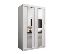 Arte Modern White Pole Sliding Door Wardrobe W1200mm H2000mm D620mm Mirrored Sleek Storage Solution - thumbnail 1
