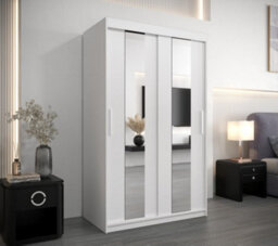 Arte Modern White Pole Sliding Door Wardrobe W1200mm H2000mm D620mm Mirrored Sleek Storage Solution - thumbnail 2