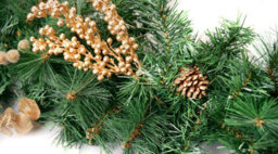 Best Artificial 12Ft Gold Decorated Christmas Garland With 100 Warm White Battery Lights Banister Fireplace Staircase - thumbnail 2