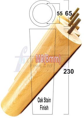 L&F Turned Wood Legs Oak Stain 230mm High Set Of 4 Replacement Furniture Bun Feet Settee Chairs Sofas Footstools M8 Pkc148 - image 1