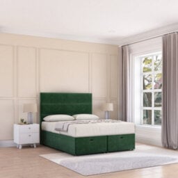 Sloomy Texas End Lift Ottoman Bed 3Ft With Sprung Memory Mattress - Emerald Plush & Headboard- Single - thumbnail 2