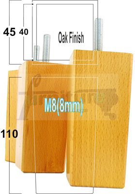 L&F 4X Replacement Furniture Legs Solid Wooden Feet 110mm High Sofas Chairs Settee Cabinets M10 Oak - image 1