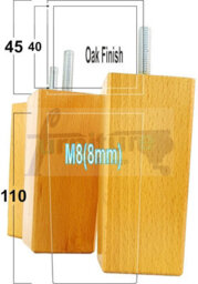L&F 4X Replacement Furniture Legs Solid Wooden Feet 110mm High Sofas Chairs Settee Cabinets M10 Oak - thumbnail 1