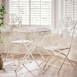 Dibor Vintage 3 Piece Luxury Cream Indoor Furniture Dining Table And Chair Folding Bistro Set - thumbnail 1