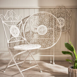 Dibor Vintage 3 Piece Luxury Cream Indoor Furniture Dining Table And Chair Folding Bistro Set - thumbnail 5