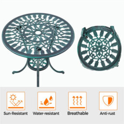 Yaheetech Green 3 Piece Patio Bistro Table Set With Umbrella Hole Floral Design - thumbnail 7