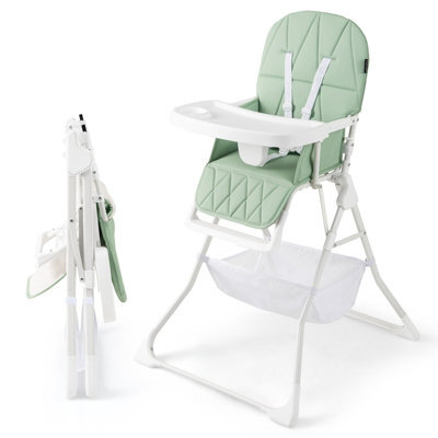 Gainoom Foldable Green High Chair For Babies And Toddlers Portable High Chair With 3-Level Adjustable Tray & Footrest - image 1