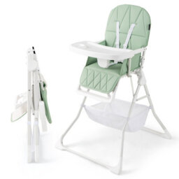 Gainoom Foldable Green High Chair For Babies And Toddlers Portable High Chair With 3-Level Adjustable Tray & Footrest