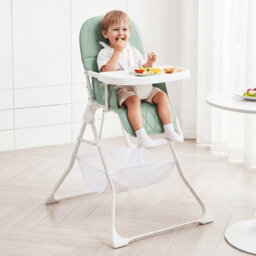 Gainoom Foldable Green High Chair For Babies And Toddlers Portable High Chair With 3-Level Adjustable Tray & Footrest - thumbnail 3