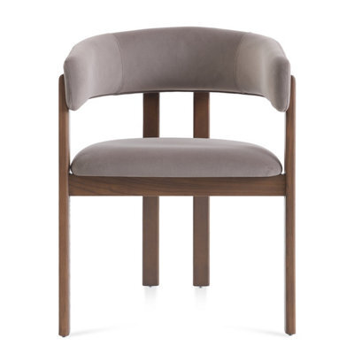 Amara Stone Grey Velvet Dining Chair With Walnut Effect Ash Solid Wood Frame - image 1