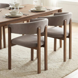 Amara Stone Grey Velvet Dining Chair With Walnut Effect Ash Solid Wood Frame - thumbnail 8