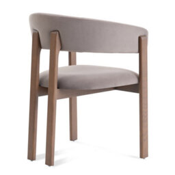 Amara Stone Grey Velvet Dining Chair With Walnut Effect Ash Solid Wood Frame - thumbnail 4