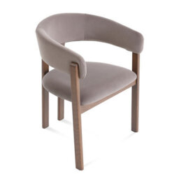 Amara Stone Grey Velvet Dining Chair With Walnut Effect Ash Solid Wood Frame - thumbnail 5