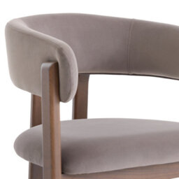 Amara Stone Grey Velvet Dining Chair With Walnut Effect Ash Solid Wood Frame - thumbnail 6