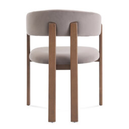 Amara Stone Grey Velvet Dining Chair With Walnut Effect Ash Solid Wood Frame - thumbnail 3