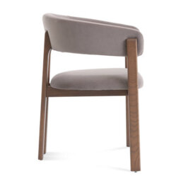 Amara Stone Grey Velvet Dining Chair With Walnut Effect Ash Solid Wood Frame - thumbnail 2