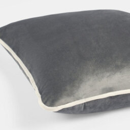 OHS 2 Pack Soft Matte Velvet Piped Edge Cushion Covers Square Pillowcases, Charcoal Grey - thumbnail 3