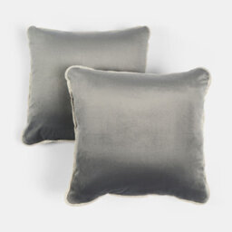 OHS 2 Pack Soft Matte Velvet Piped Edge Cushion Covers Square Pillowcases, Charcoal Grey - thumbnail 1