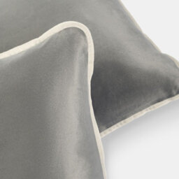 OHS 2 Pack Soft Matte Velvet Piped Edge Cushion Covers Square Pillowcases, Charcoal Grey - thumbnail 2