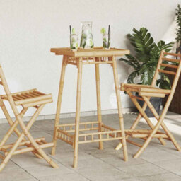 Berkfield Outdoor Bar Table Square 55X55X100 Cm Bamboo
