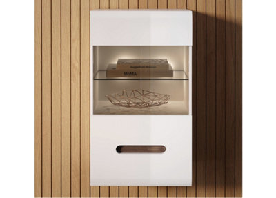 Impact Furniture Wall Display Unit Glass Cabinet Modern Floating Led Lights White Gloss Azteca - image 1