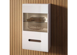 Impact Furniture Wall Display Unit Glass Cabinet Modern Floating Led Lights White Gloss Azteca - thumbnail 2