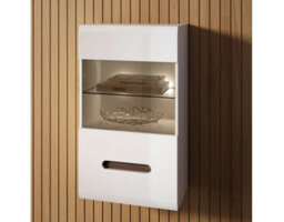 Impact Furniture Wall Display Unit Glass Cabinet Modern Floating Led Lights White Gloss Azteca - thumbnail 7