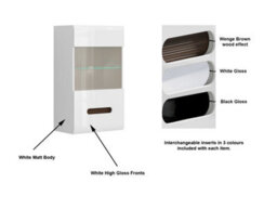 Impact Furniture Wall Display Unit Glass Cabinet Modern Floating Led Lights White Gloss Azteca - thumbnail 4