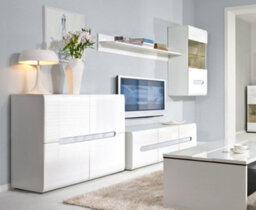 Impact Furniture Wall Display Unit Glass Cabinet Modern Floating Led Lights White Gloss Azteca - thumbnail 9