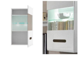 Impact Furniture Wall Display Unit Glass Cabinet Modern Floating Led Lights White Gloss Azteca - thumbnail 8