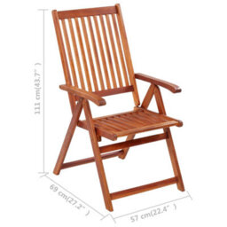 Berkfield Folding Garden Chairs 3 Pcs Solid Acacia Wood - thumbnail 9