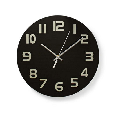 Nedis Circular Modern Wall Clock 30Cm Minimalist Easy To Read Numbers - Black Glass - image 1