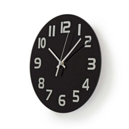 Nedis Circular Modern Wall Clock 30Cm Minimalist Easy To Read Numbers - Black Glass - thumbnail 2