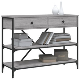 Berkfield Console Table With Drawers And Shelves Grey Sonoma Engineered Wood - thumbnail 3