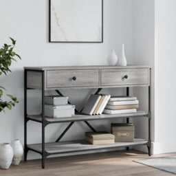Berkfield Console Table With Drawers And Shelves Grey Sonoma Engineered Wood - thumbnail 1