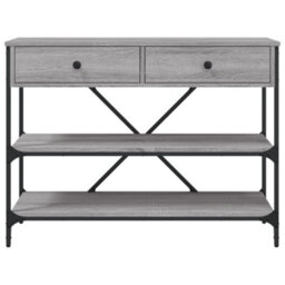 Berkfield Console Table With Drawers And Shelves Grey Sonoma Engineered Wood - thumbnail 6