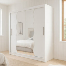 Sliding Door Wardrobe Bega X 180Cm With Mirror White - thumbnail 1