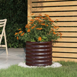 Berkfield Durable Garden Planter Powder-Coated Steel 40X40X36 Cm Brown - thumbnail 2