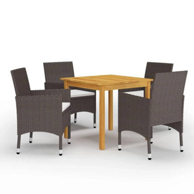 Berkfield 5 Piece Garden Dining Set With Cushions Brown - image 1