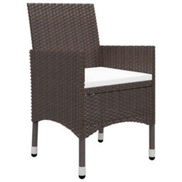 Berkfield 5 Piece Garden Dining Set With Cushions Brown - thumbnail 3
