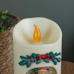 Samuel Alexander 20Cm Dual Powered Light Up Christmas Pillar Candle Water Spiner With Santa And Leds - thumbnail 4