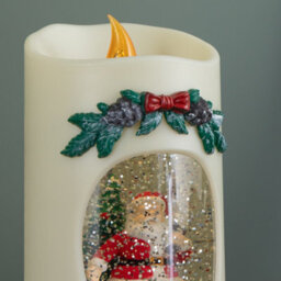 Samuel Alexander 20Cm Dual Powered Light Up Christmas Pillar Candle Water Spiner With Santa And Leds - thumbnail 5