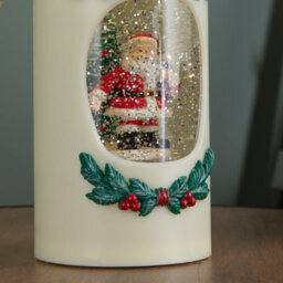 Samuel Alexander 20Cm Dual Powered Light Up Christmas Pillar Candle Water Spiner With Santa And Leds - thumbnail 6