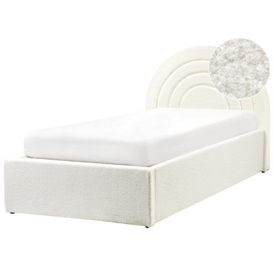 Beliani Kids Ottoman Bed Boucle Anet 90 X 200 Cm (Eu Single) Off-White - image 1