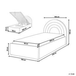 Beliani Kids Ottoman Bed Boucle Anet 90 X 200 Cm (Eu Single) Off-White - thumbnail 3