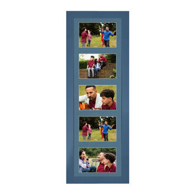 AK Frames 26X8 Navy Blue Sleek Multi Photo Frame With Pompadour Mount - Holds 5 Apertures (5X) 6X4 Photos - image 1